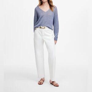 Madewell White Pieced Barrel Leg Denim Jean 25